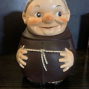 Friar Tuck Monk West Germany Goebel Hummel K29 Toes showing Cookie Jar & Cover